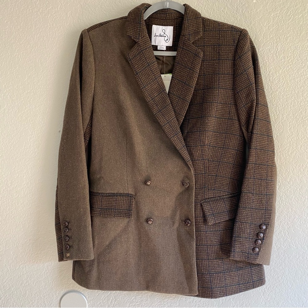 Sam Edelman Braellynn Double Breasted Notch Lapel Welt Pocket Button Blazer